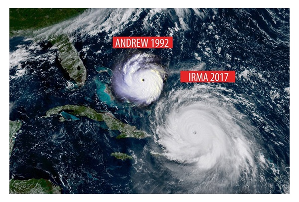 Hurricane Andrew (1992) vs. Hurricane Irma (2017)