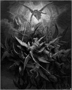 Gustav Dore’s Illustration of the fallen angel’s cast out of heaven for “Paradise Lost”